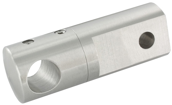 Querstabhalter zwischen 2 Flacheisen, Bohrung 14,2mm, V2A