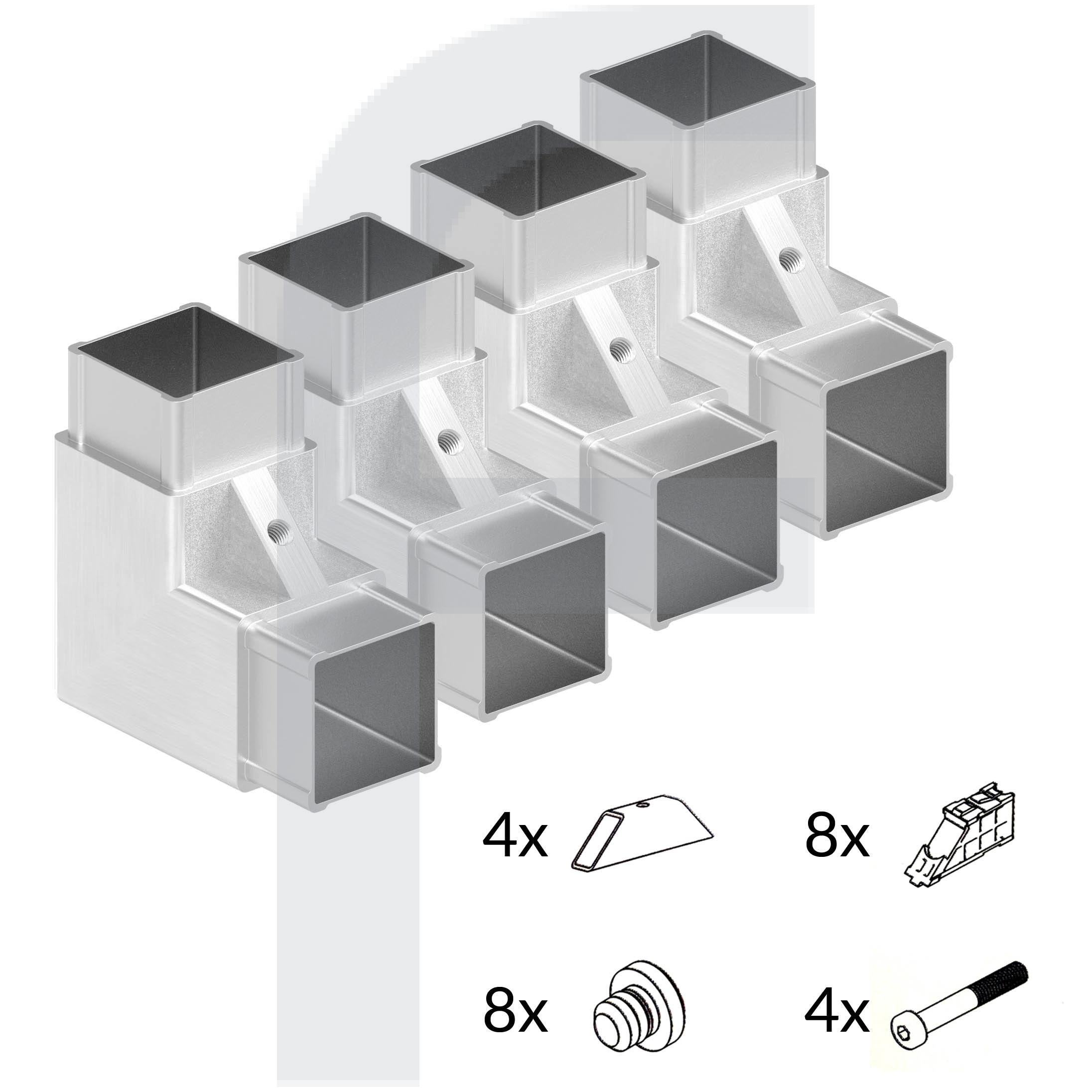 CORNECT® Inox Rahmen-Set, für Rohr 40x40x2,0mm, V2A