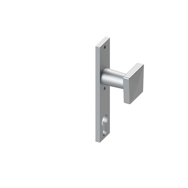 Türknopf auf Langschild, ALU, gerade