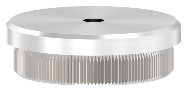 Rohrabschlussstopfen, für Rohr 42,4 x 2,0mm, flach, mit Entwässerungsbohrung 5mm, V2A