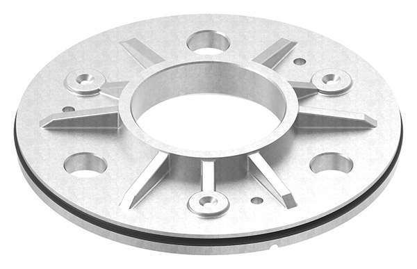 Ankerplatte mit Gummiring, Ø 123,5 x 8mm, gegossen, roh, V2A