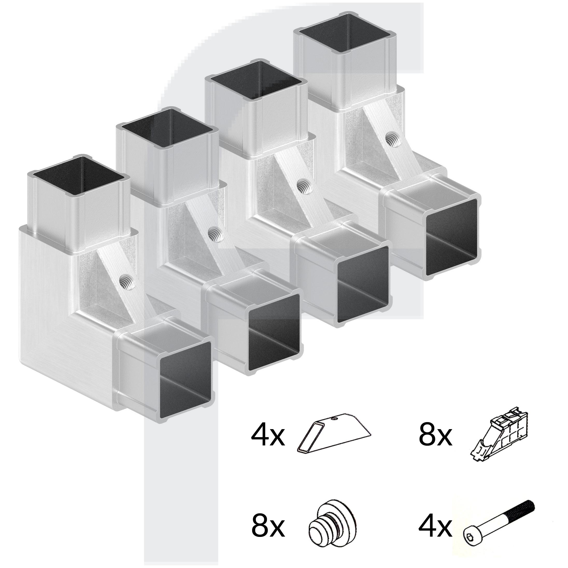 CORNECT® Inox Rahmen-Set, für Rohr 30x30x2,0mm, V2A