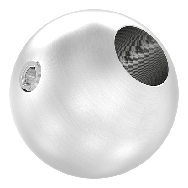 51030-240D-M Vollkugel, Ø 30mm, mit Durchgangsbohrung 12,2mm und seitlicher Madenschraube M6, V2A