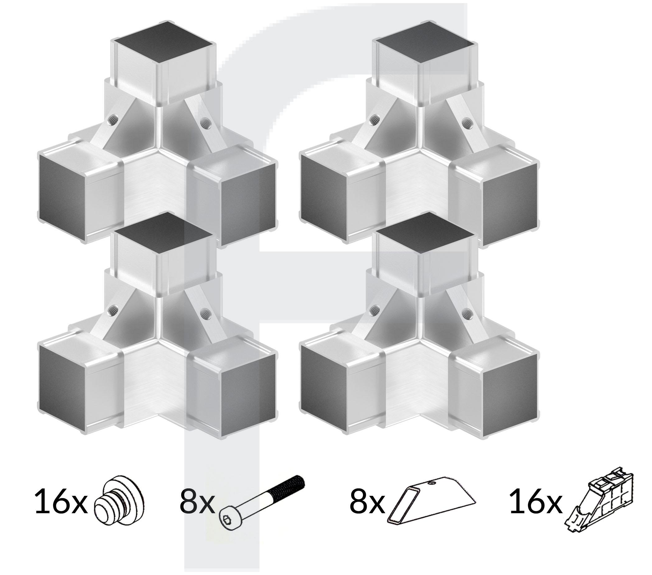 CORNECT® Inox Rahmen-Set, für Rohr 40x40x2,0mm, V2A