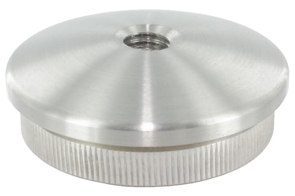 Rohrabschlussstopfen, für Rohr 42,4 x 2,0mm, mit Gewinde M8, leicht gewölbt, hohl, V4A
