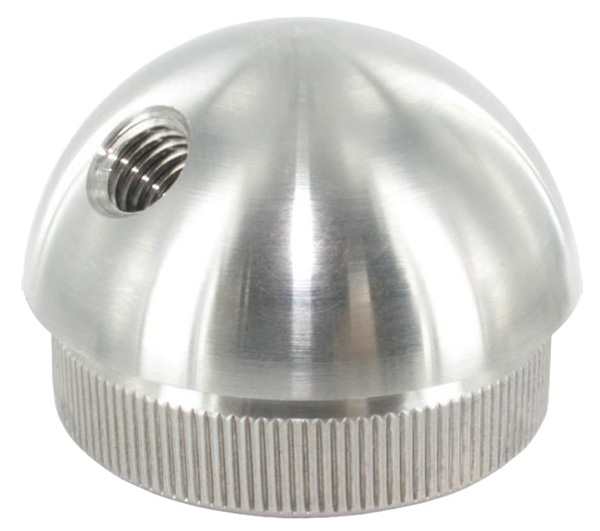 Rohrabschlussstopfen, für Rohr 48,3 x 2,0mm, mit Gewinde M8, 45° versetzt, halbrund, V2A