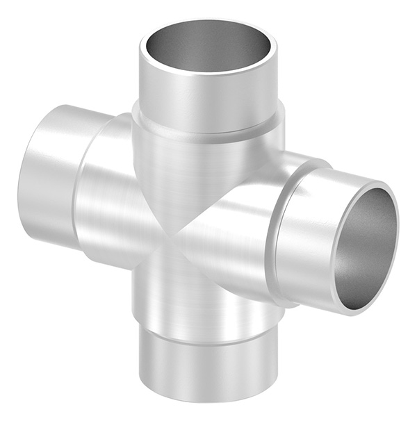 Kreuzstück mit 4 gleichen Abgängen, für 42,4 x 2,0mm, V2A