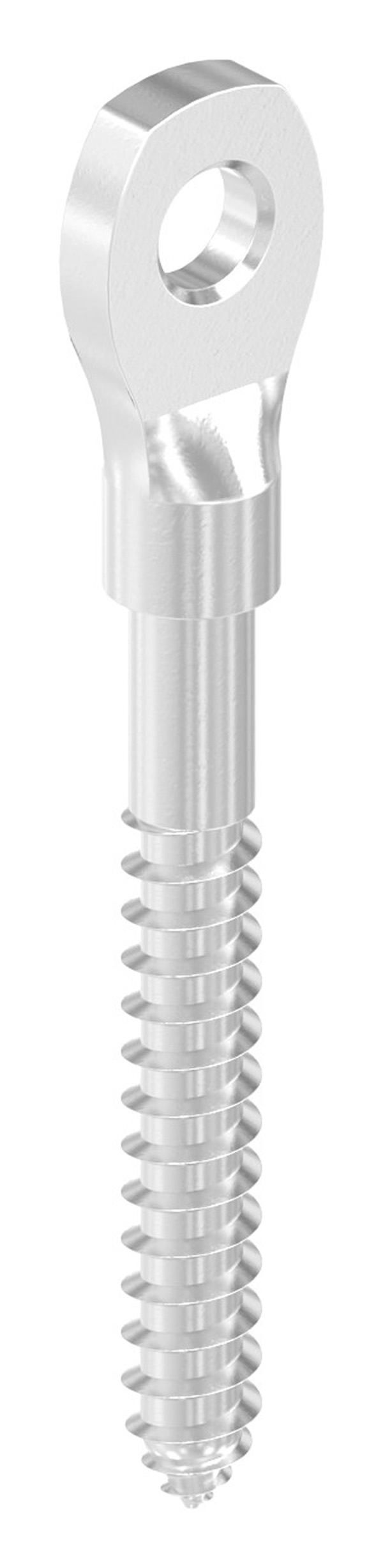 Augenschraube mit flachem Kopf, mit Holzgewinde 5mm rechts, V4A