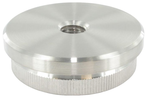 Rohrabschlussstopfen, für Rohr 48,3 x 2,0mm, mit Gewinde M8, flach, V2A