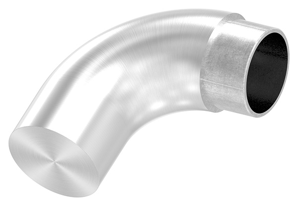 Rohrbogen 90°, für 42,4 x 2,0mm, als Endstück flach in langer Ausführung, V2A